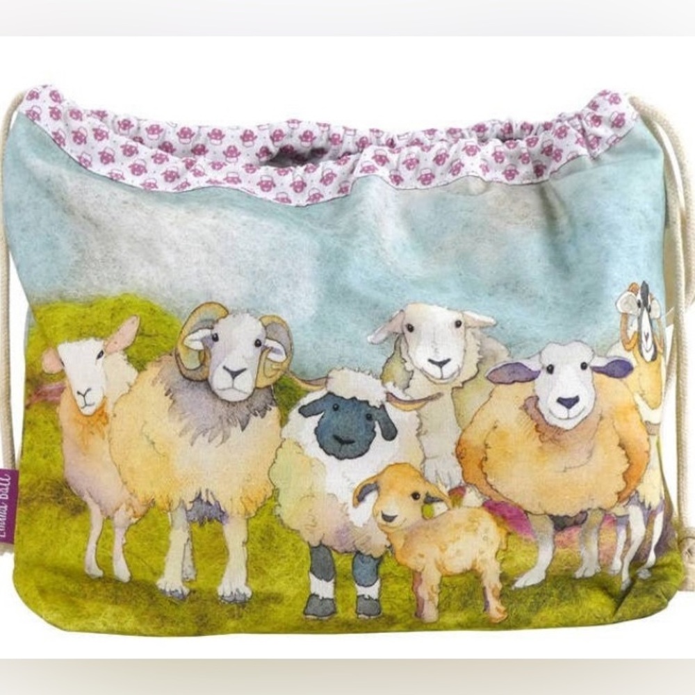 Sheep Drawstring Project Bag / Tote- Knitting Crochet By Emma Ball